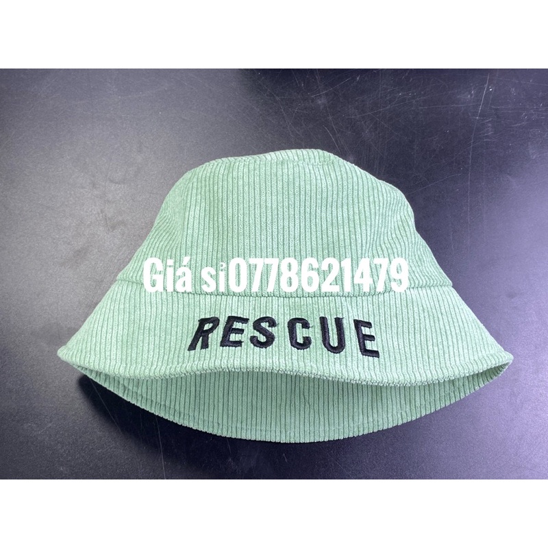 nón bo cụp hàn quốc : mũ bucket nữ thêu vành RESCUE thời trang trẻ