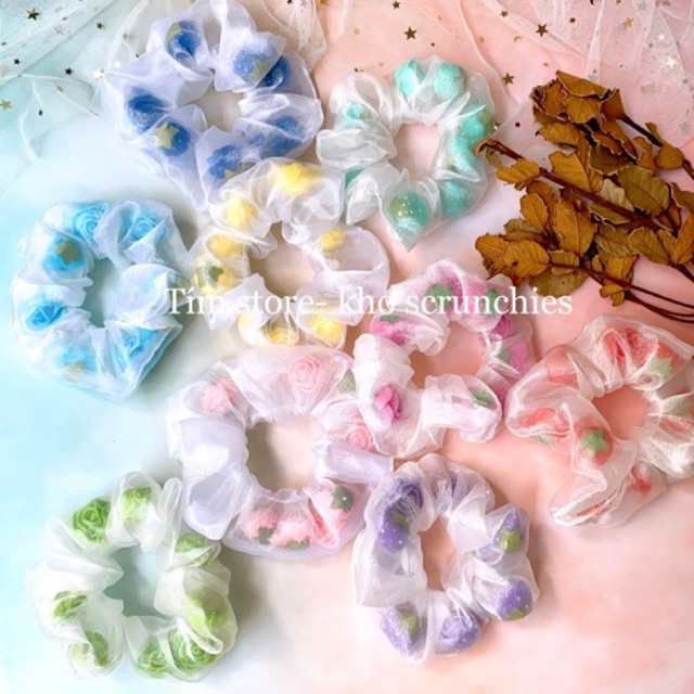 {Ảnh thật} SCRUNCHIES HOA LẮC ROSY- CỘT TÓC VẢI THỜI TRANG NỮ HOT TREND GIÁ RẺ