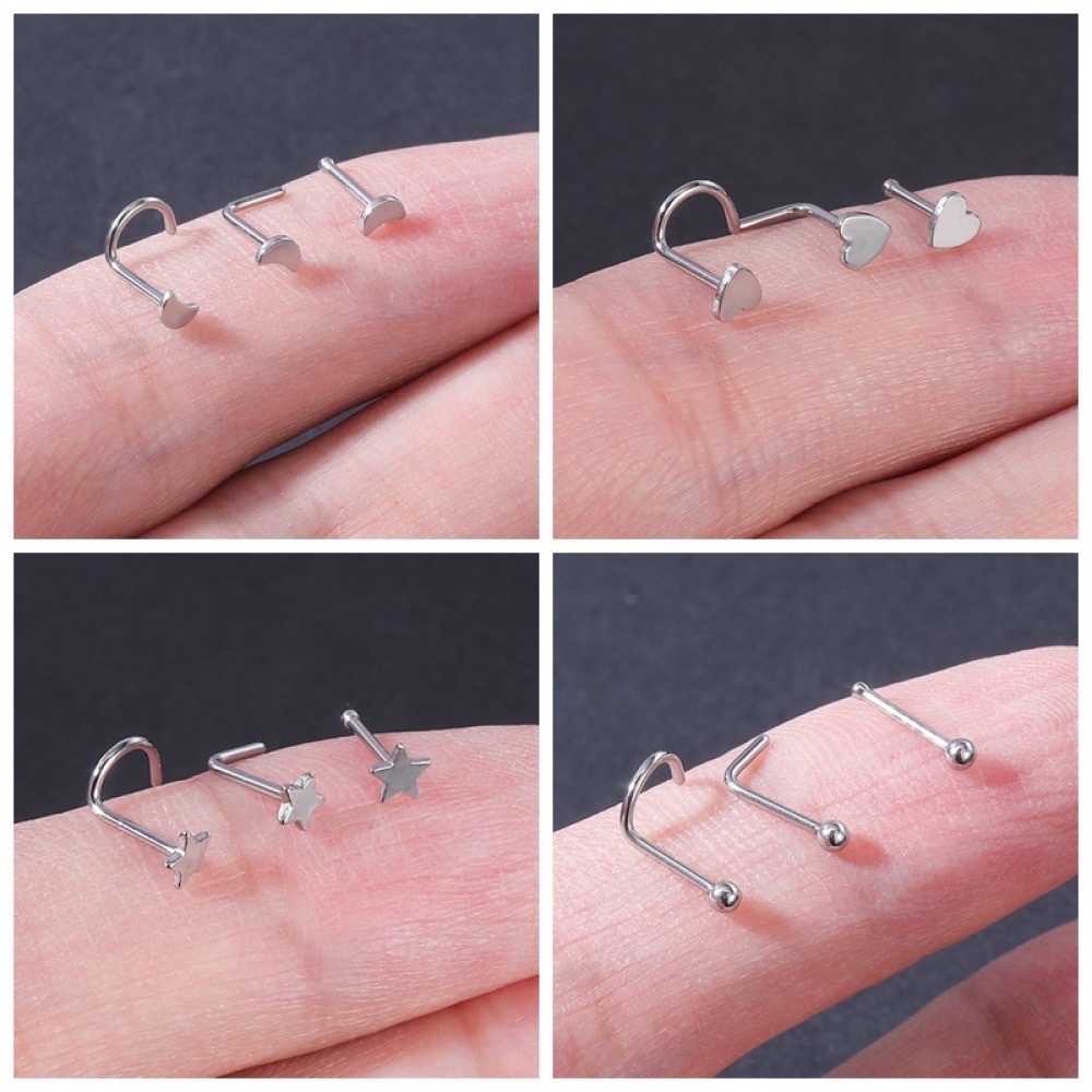 Khuyên Mũi Kiểu Dáng Hình Học Nhỏ Xinh Thép Titan Không Gỉ