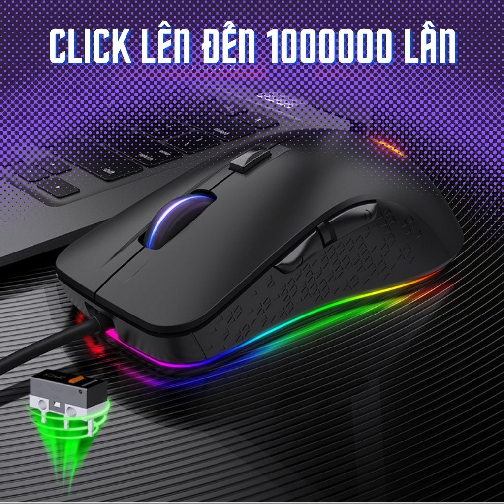 Chuột Dây Gaming Langtu G402 Led RBG Đổi Màu Tự Động, Có Chỉnh DPI, 6 Nút Phím, Click Chống Ồn