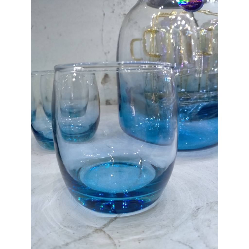 6 cốc thủy tinh chịu nhiệt màu xanh