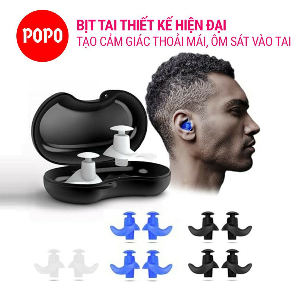 Bộ 2 nút bịt tai cao cấp EP1 chất liệu silicon dẻo mềm mịn cao cấp chống nước 100% bảo vệ an toàn cho da chính hãng POPO