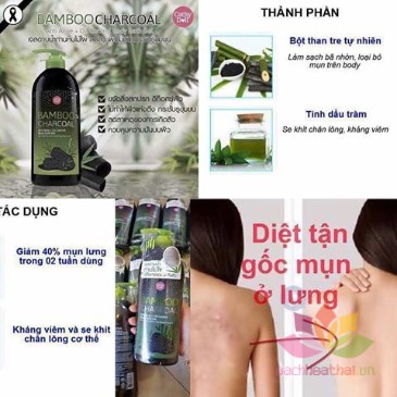 Sữa tắm than tre làm mờ mụn cơ thể Bamboo Charcoal