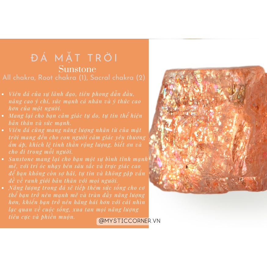 Trụ đá thanh tẩy Sunstone - đá phong thủy dùng trong Tarot, Reiki, thiền định