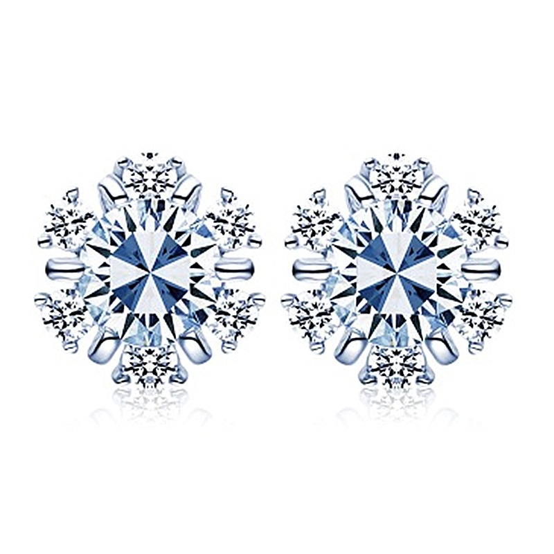 Bông Tai Bạc 925 Hình Hoa Tuyết Đính Đá Zircon Lấp Lánh Thời Trang Nữ Phong Cách Hàn Quốc Cổ Điển Không Gây Dị Ứng