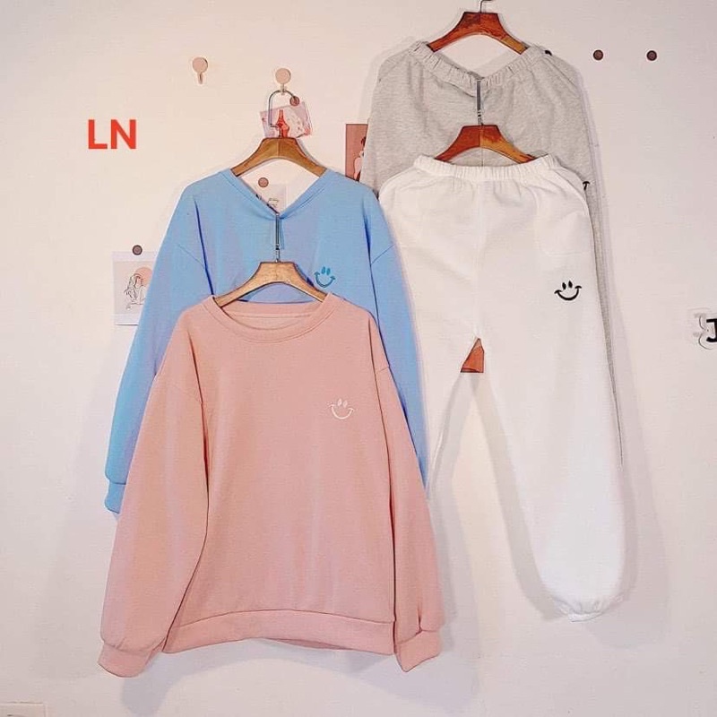 Sét áo Sweater mặt cười + quần bom cười TH6