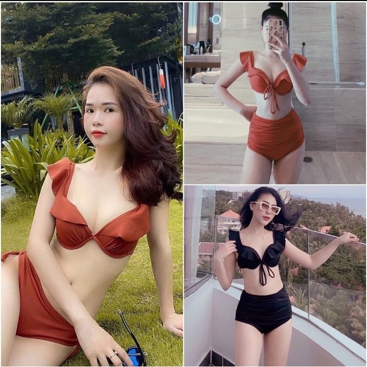 [FORM ĐẸP + HÀNG HOT] Đồ bơi bikini áo mút dày nâng ngực cánh tiên quần cạp cao VATIXA BKN19