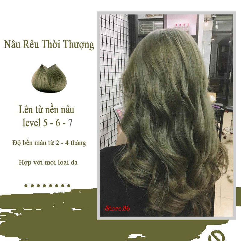 Thuốc nhuộm tóc màu Nâu Rêu màu nhuộm lên chuẩn tone kem nhuộm an toàn không sót da đầu mầu nhuộm tóc chính hãng