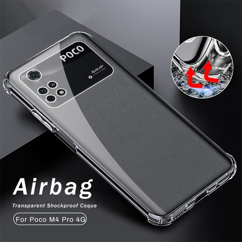 For Xiaomi Poco M4 Pro 4G 5G Transparent Shockproof Case Clear Anti-knock Phone Shell Soft TPU Back Cover