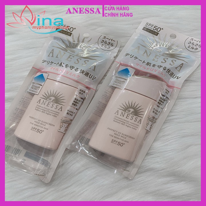 Kem Chống Nắng Anessa Perfect UV Sunscreen Mild Milk A SPF 50+/PA++++ 60ml (Cho Da Nhạy Cảm & Trẻ Em)