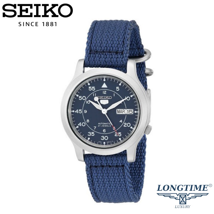 Đồng Hồ Nam Máy Cơ Seiko 5 quân đội SNK807K2S - dây nato xanh - mặt xanh , chống nước , bảo hành chính hãng