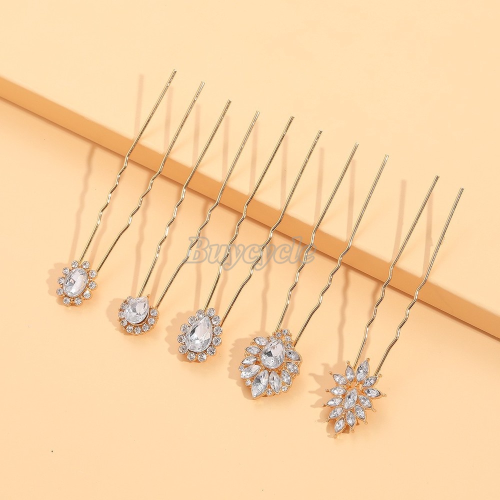 Set 5 Trâm Cài Tóc Chữ U Đính Đá Thời Trang Cho Cô Dâu