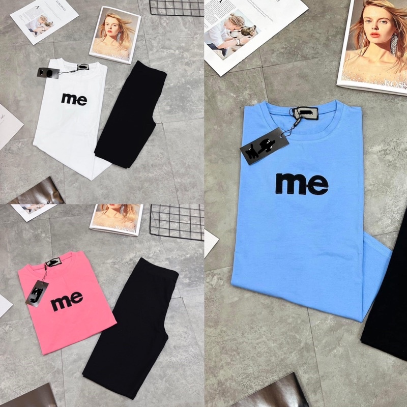 Set áo thun Me + quần legging lửng năng động