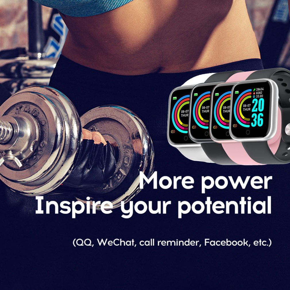 Đồng hồ thông minh Y68 thông báo tin nhắn/ messenger/ theo dõi sức khỏe/ đếm bước chân