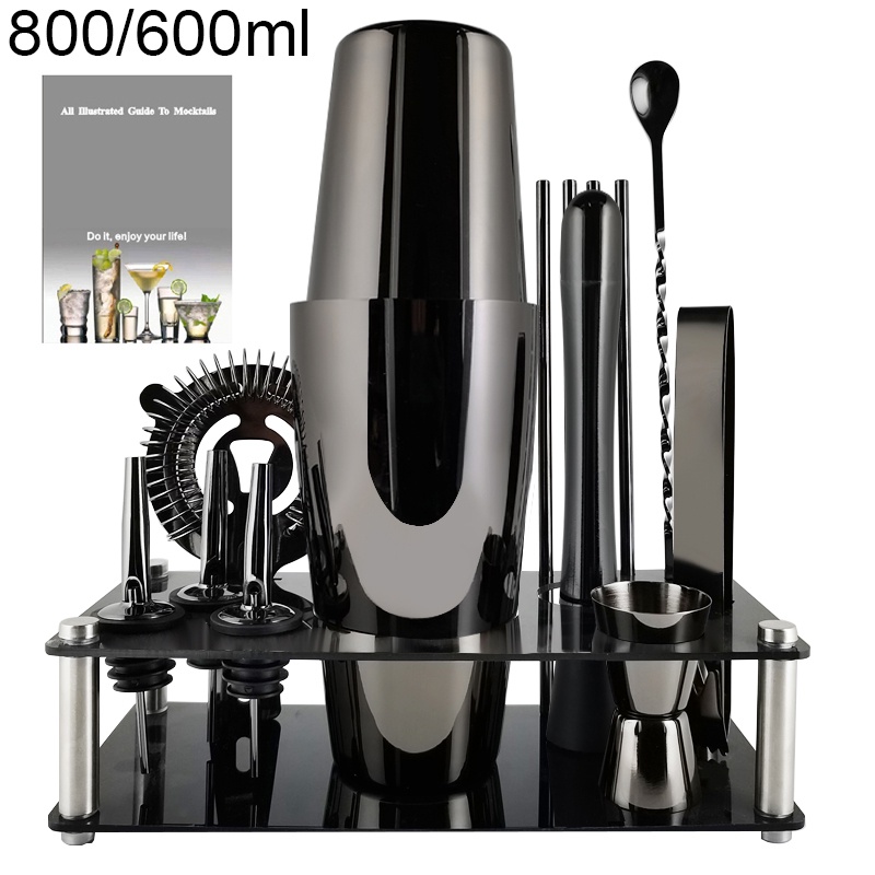 Set 3-14 Bình Lắc Cocktail Màu Vàng Hồng / Đen / Bạc / Vàng Bằng Inox 800 / 600ml 550ml Dành Cho Bartender
