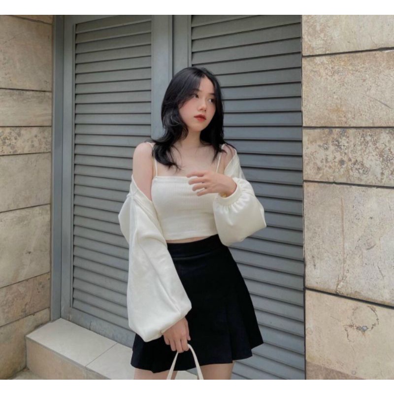 Chân Váy Midi Xếp Ly Dài Màu Đen Ulzzang Hàn Quốc