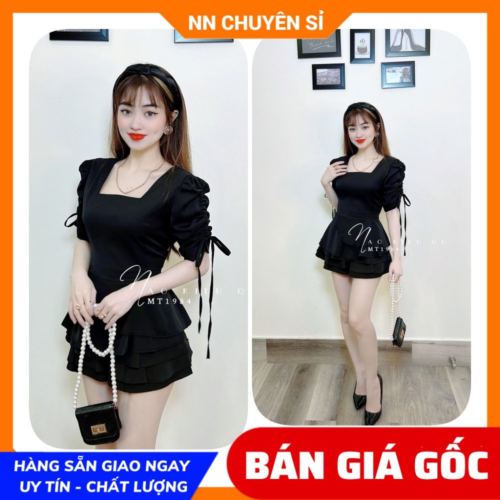 Áo kiểu công sở nữ đơn giản chất vải mềm mịn mát phối tầng tay rút dây dễ thương MT1984