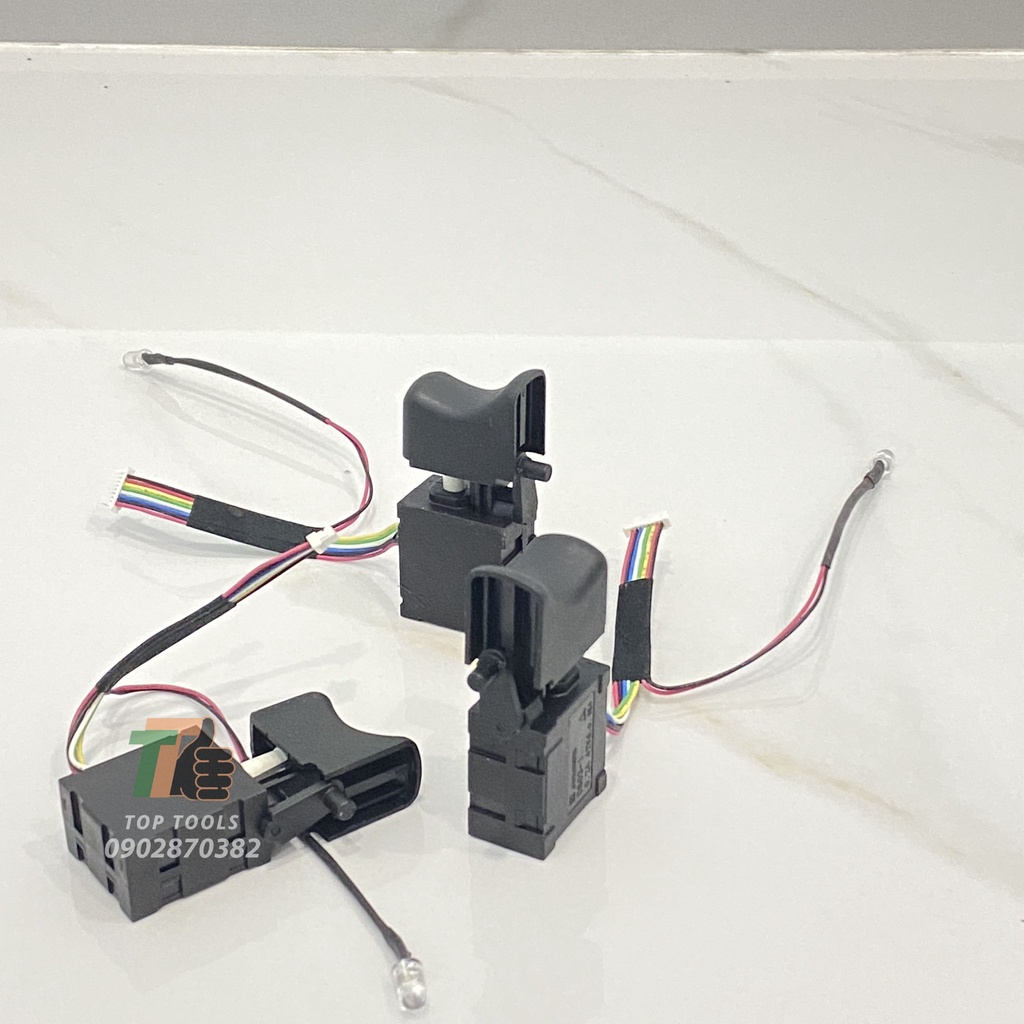 Công tắc máy khoan pin, cò máy khoan pin, máy siết bulong có điều tốc có gắn đèn led