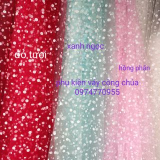 Vải voan lưới chấm trắng