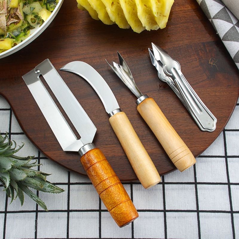 4Pcs/Set Dụng Cụ Cắt Dứa Bằng Thép Không Gỉ