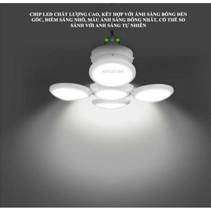 BÓNG ĐÈN 5 LED TÍCH ĐIỆN NĂNG LƯỢNG MẶT TRỜI HÌNH HOA 4 CÁNH DÙNG ĐI DU LỊCH TRANG TRÍ NHÀ CỬA TIỆN LỢI