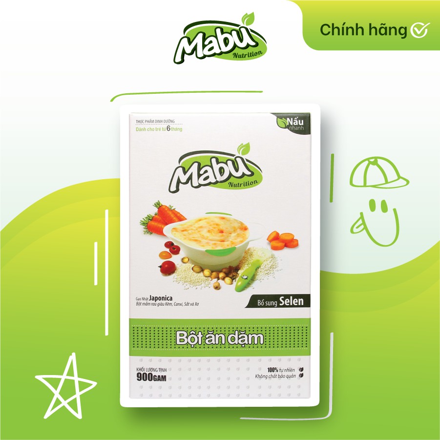 Bột ăn dặm cho bé Mabu (900g), bột gạo dinh dưỡng nấu nhanh cho bé 6 tháng, đồ ăn dặm truyền thống, kiểu Nhật, BLW