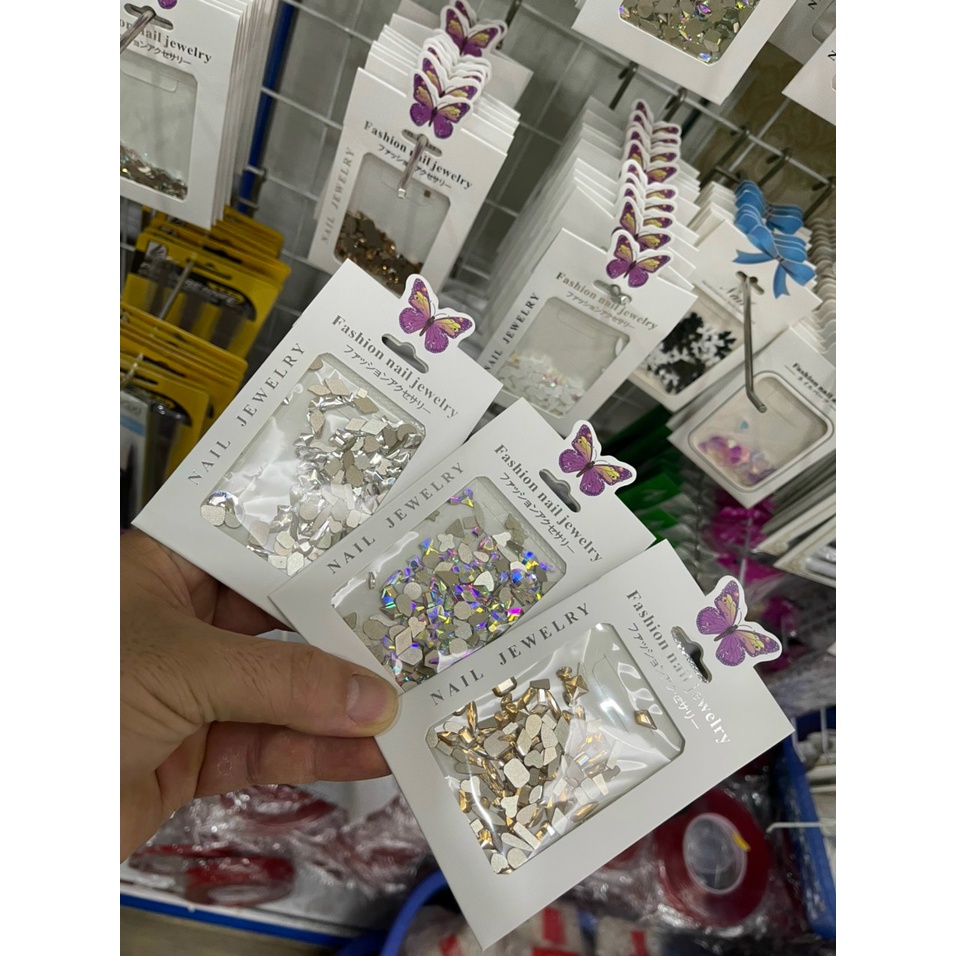 Đá khối 7 Màu 100 Viên Đá đính móng Nail