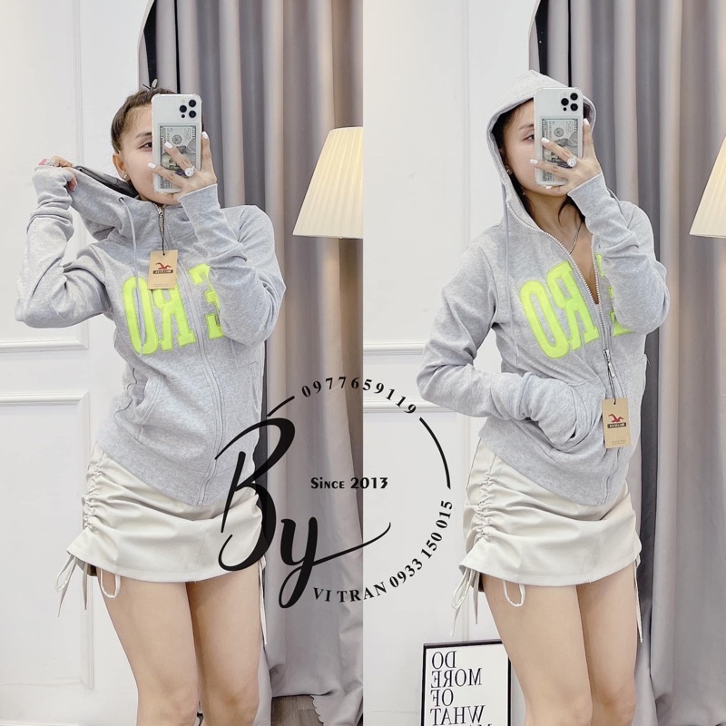 Áo Khoác Nữ BUBGUM Chữ Thêu AERO Chất Liệu Thun Gân 4 Túi Freesize 60kg | BigBuy360 - bigbuy360.vn