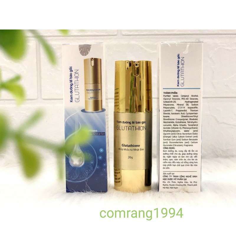 Kem dưỡng trắng da tế bào gốc Glutathione cấp ẩm trẻ hóa da giúp mờ thâm sạm tàn nhang nếp nhăn làm đẹp tại nhà hiệu quả