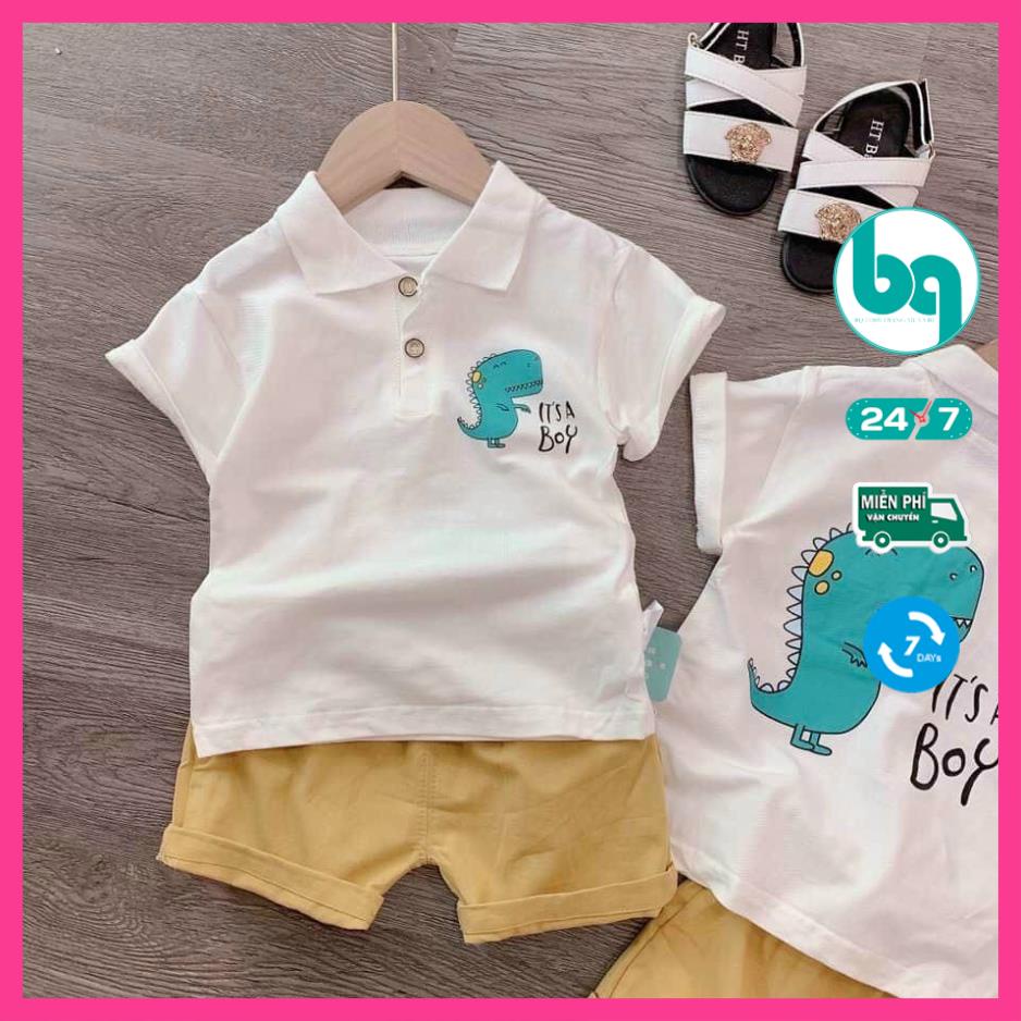 SET ÁO KHỦNG LONG QUẦN KAKI SÀNH ĐIỆU CHO BÉ 9-23kg