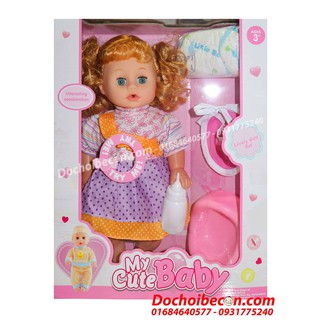 Búp bê Baby Doll - 8033B: Dùng pin, có âm thanh khóc cười, đi vệ sinh (tè), mắt nhắm mở