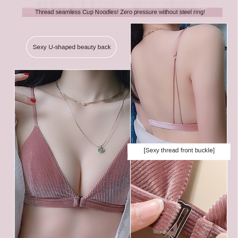 Sexy thin bra set with front buckle and no steel ring underwear | BigBuy360 - bigbuy360.vn