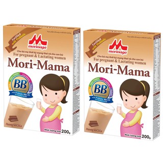 Combo 2 hộp sữa Morinaga dành cho mẹ bầu và sau sinh Mori-Mama 200gr hương socola/vani [Morinaga]