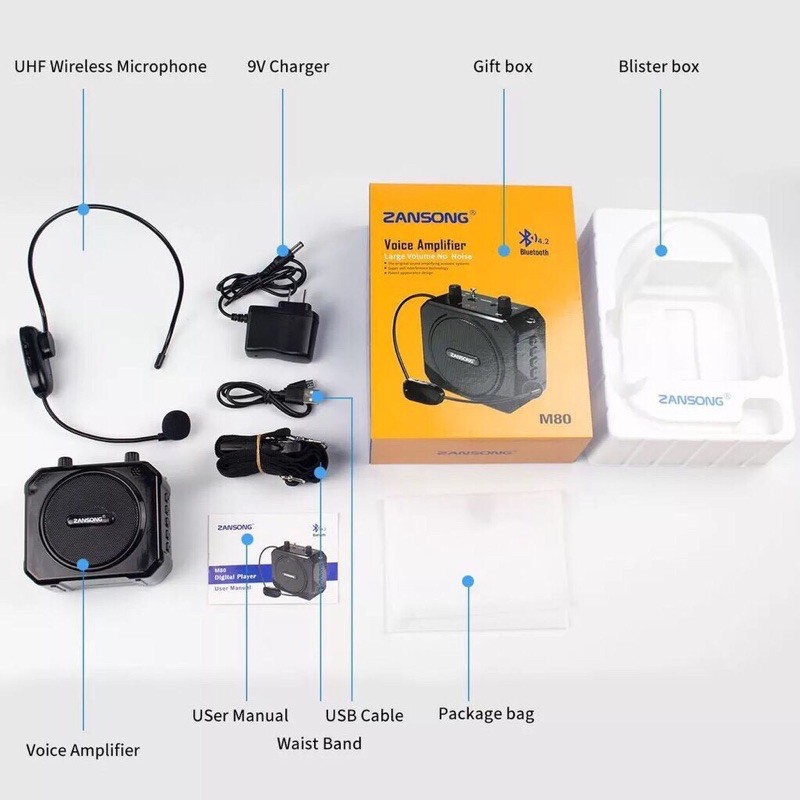 MÁY TRỢ GIẢNG ZANSONG M80 tặng kèm micro không dây