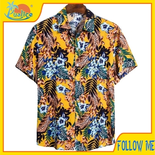 Hawaii high-quality silk cotton short-sleeved shirt392