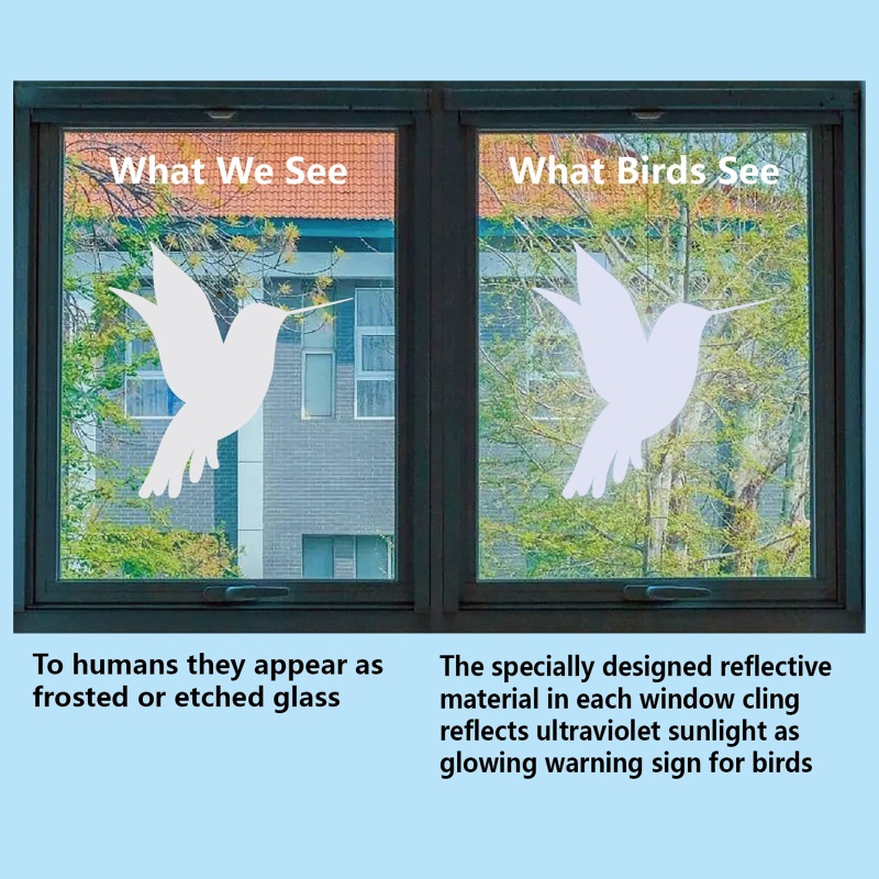 Set 4 Tờ 4 / 16 Miếng Dán Cửa Kính / Cửa Sổ / Cửa Ra Vào / Văn Phòng Chống Va Chạm In Họa