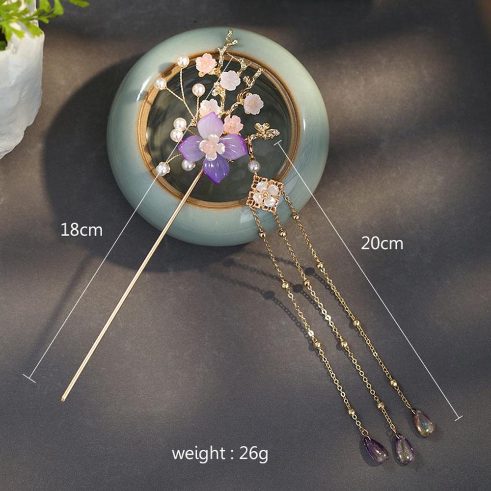 QQMALL Trâm Cài Tóc Handmade Đính Hoa Phong Cách Trung Quốc