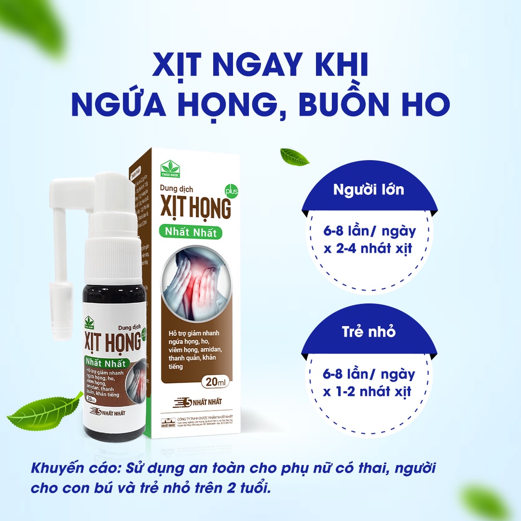 COMBO Xịt Họng Nhất Nhất Plus - Giúp Giảm Ho, Giảm Đau Rát, Ngứa Họng - Chai 20 ml