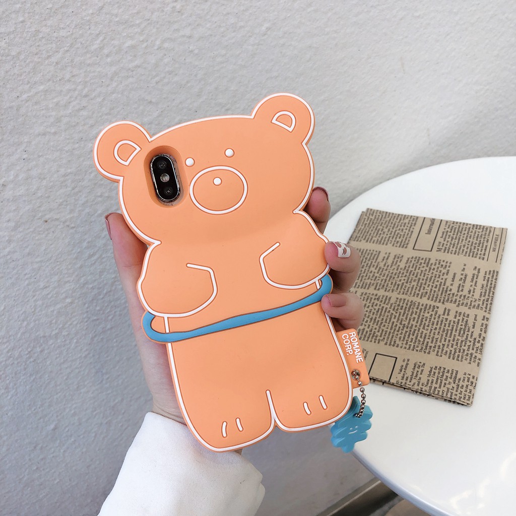 Bear Ốp điện thoại silicon mềm hình gấu lắc vòng hula cho Iphone 12 PRO MAX 11 Pro Max XS Max X XR 7 Plus 8 Plus 6s Plus 6 Plus