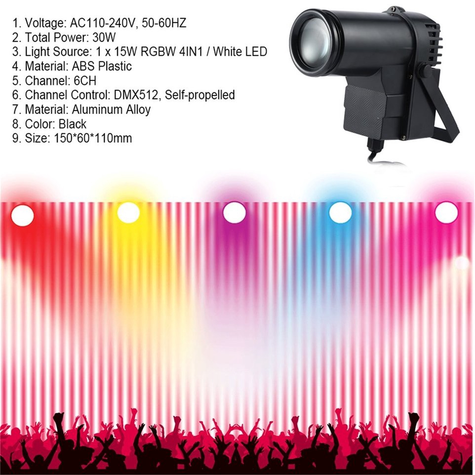 30W RGBW LED-DMX512 Stage Light String Type Pinspot Beam Party KTV Spotlight