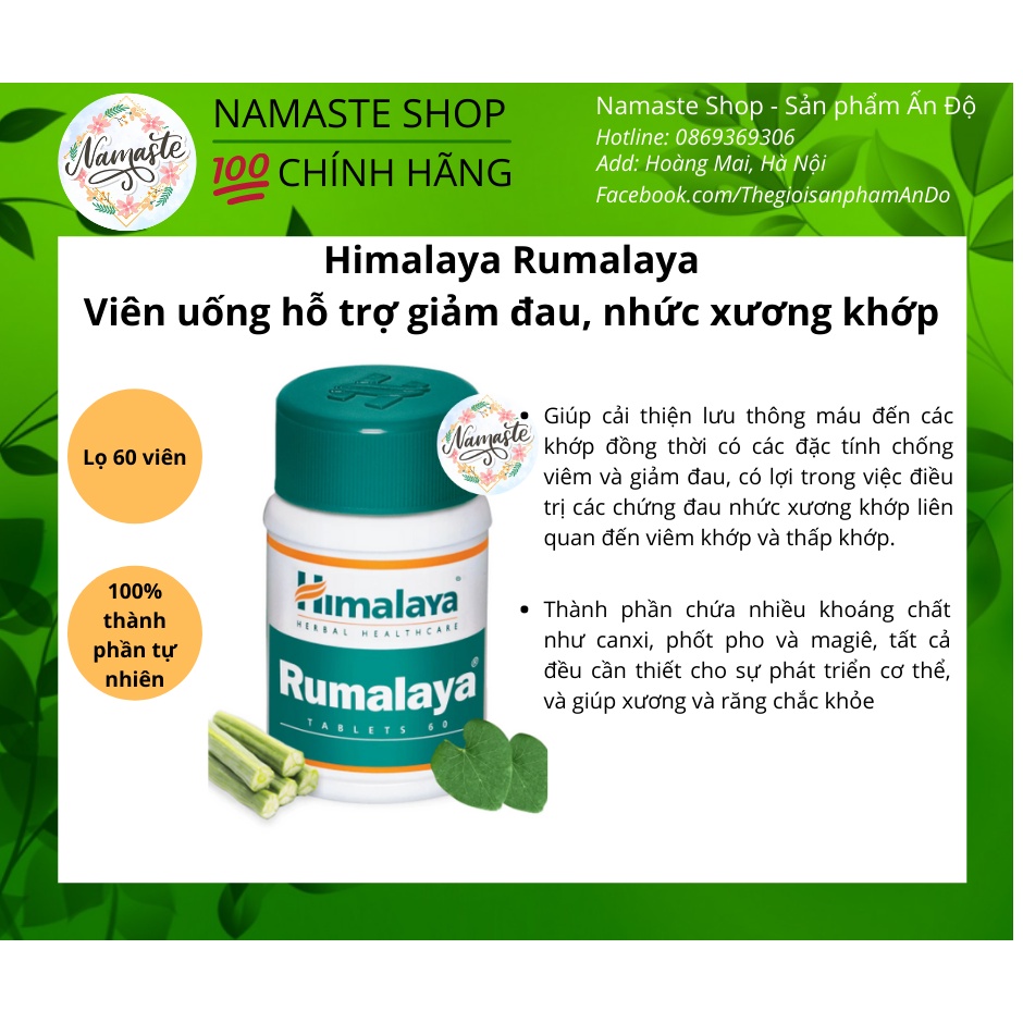 Himalaya Rumalaya - Viên uông hỗ trợ giảm đau nhức xương khớp