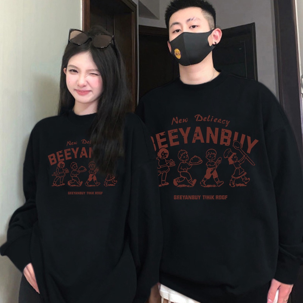 Áo sweatshirt IHKKE dáng rộng phong cách Mỹ retro thời trang dành cho cả nam và nữ