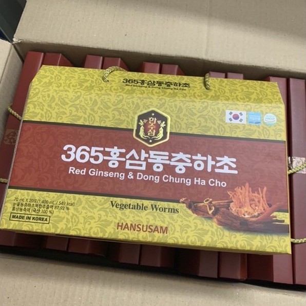 Nước Chiết Xuất Hồng Sâm Đông Trùng Hạ Thảo Hansusam 365 Red Ginseng &amp; Dong Chung Ha Cho Hàn Quốc (Hộp 20 Gói x 70 ml)