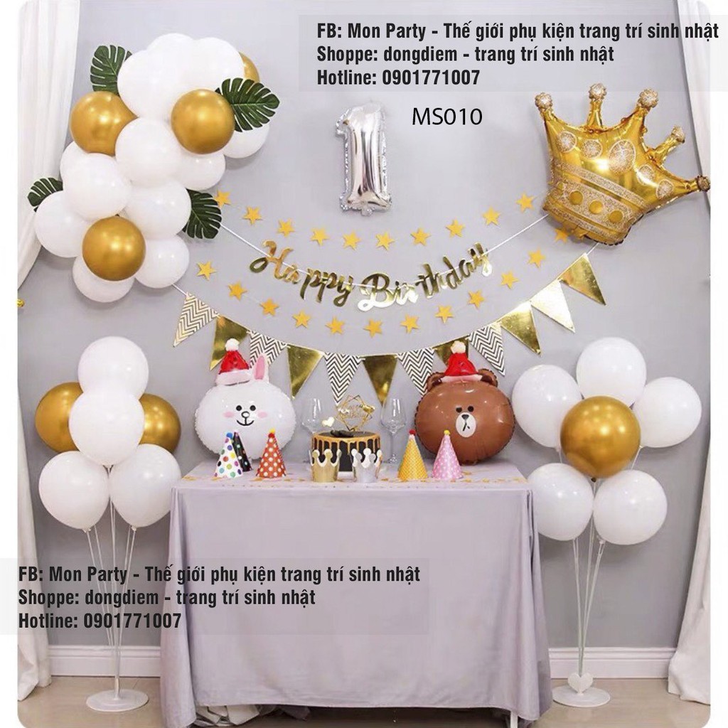 Set trang trí sinh nhật Mon Party trang trí sinh nhật cho bé trai bé gái đơn giản dễ làm tại nhà