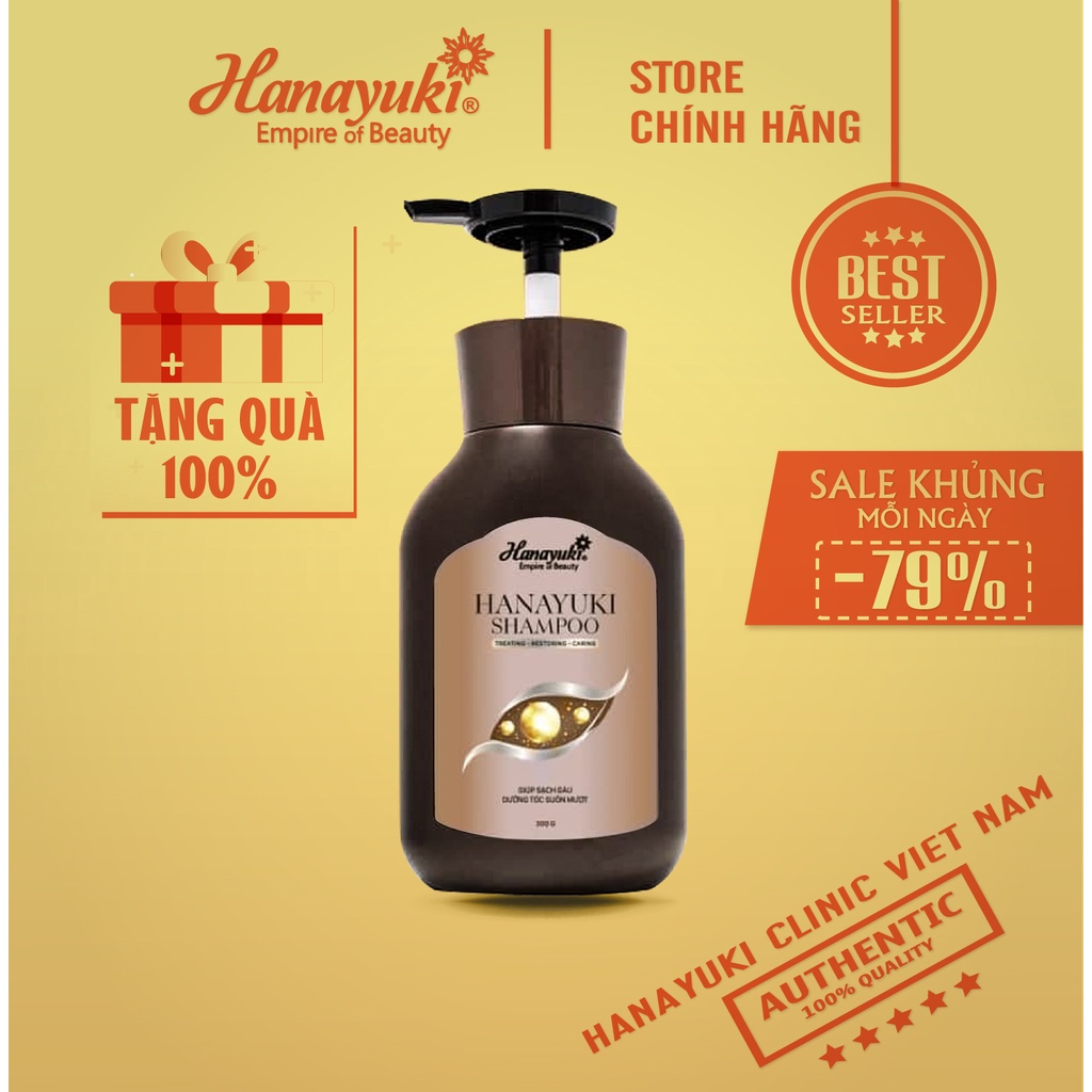 Siêu dầu gội Hanayuki Shampoo ngừa gàu, mọc tóc, phục hồi tóc suông mượt - Chính hãng 100%