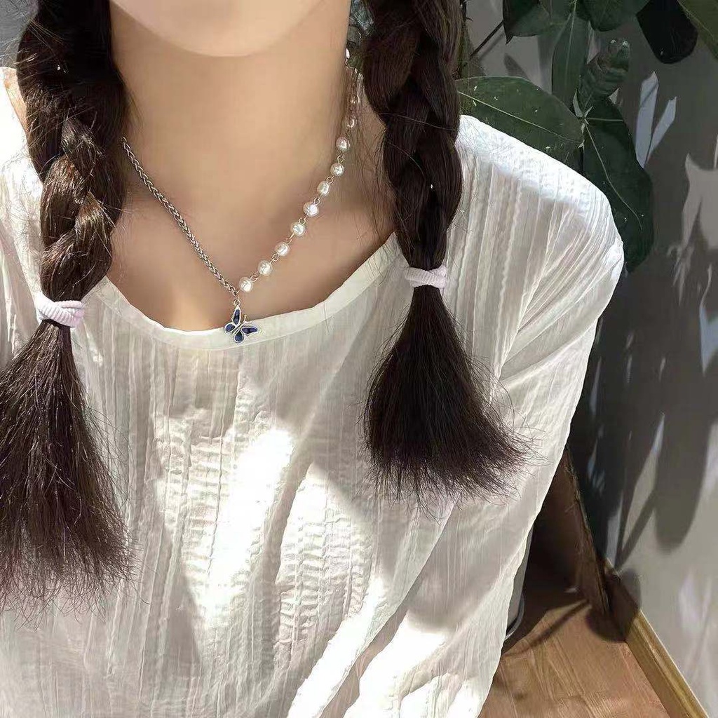 Dây Chuyền Ngọc Trai Mặt Hình Bướm Phong Cách Hàn Quốc Ngọt Ngào