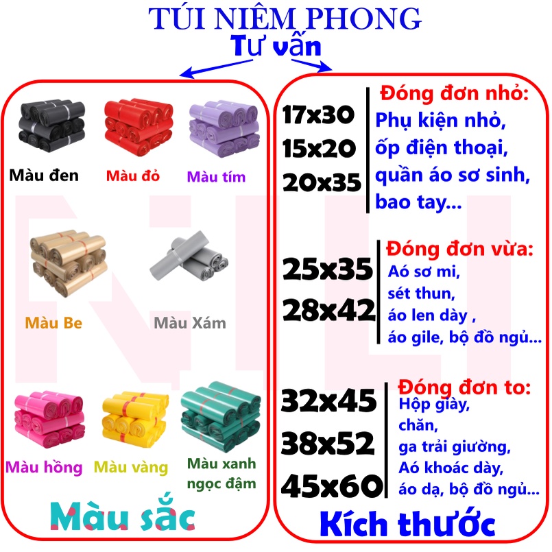 Túi đóng gói hàng niêm phong dai, dày cao cấp, túi đóng hàng cod đủ size