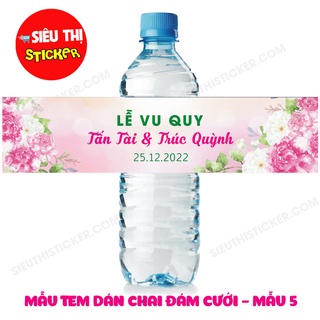 Combo 10 Tem nhãn dán chai nước suối đám cưới (đổi tên theo yêu cầu)