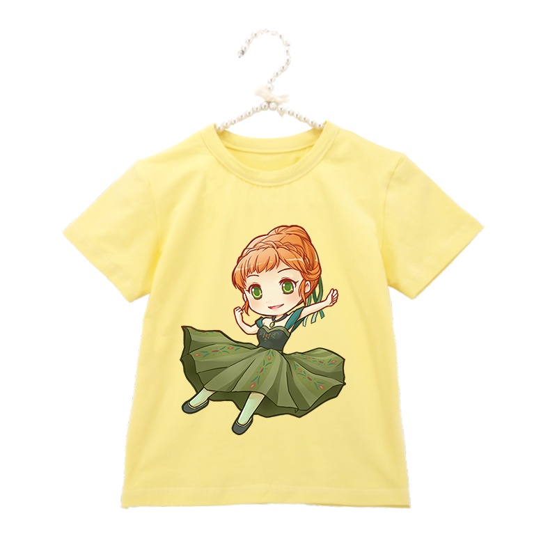 Áo Thun Tay Ngắn Chất Liệu 100% Cotton In Hoạ Tiết Hoạt Hình Frozen Dành Cho Bé Gái
