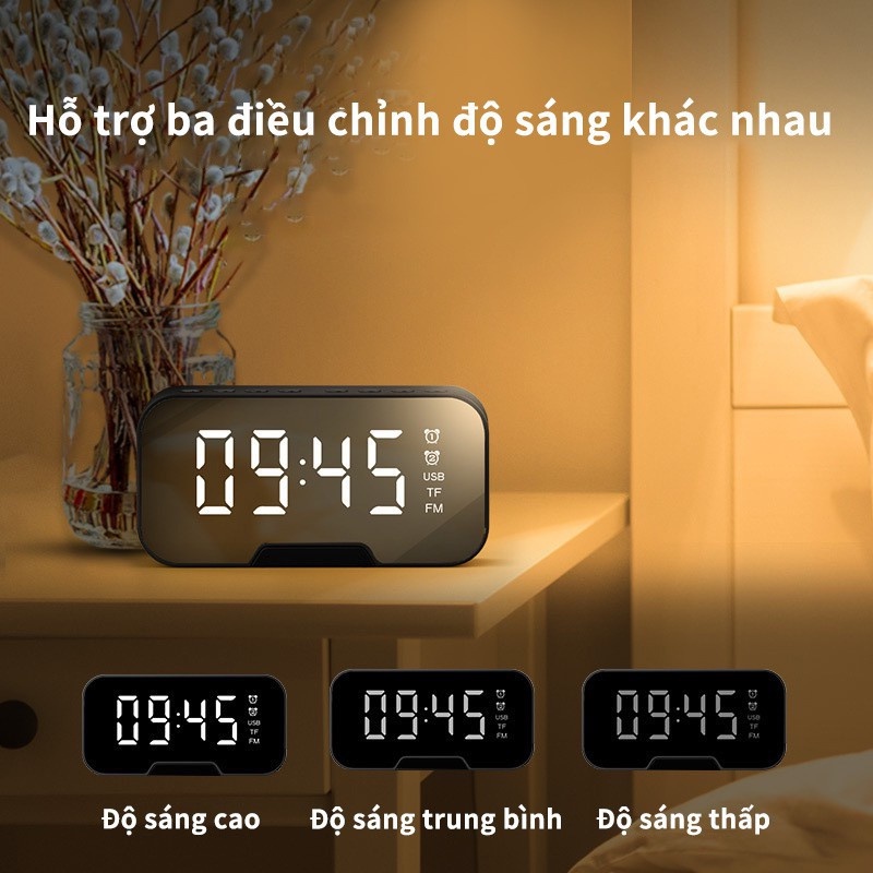Loa bluetooth đồng hồ G10 hiển thị đèn LED,Đài FM kiêm đồng hồ báo thức